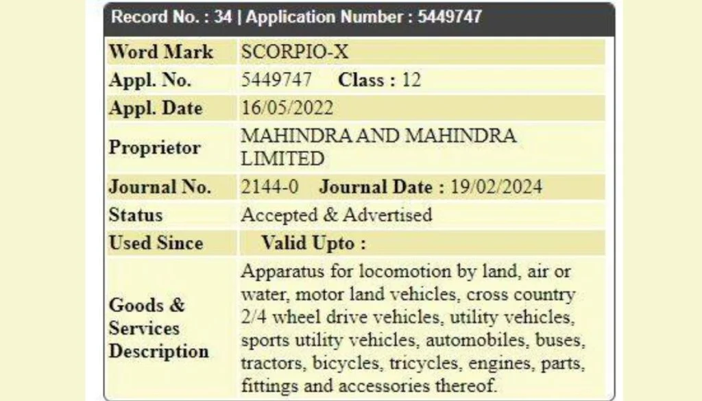 Mahindra Scorpio X Specification